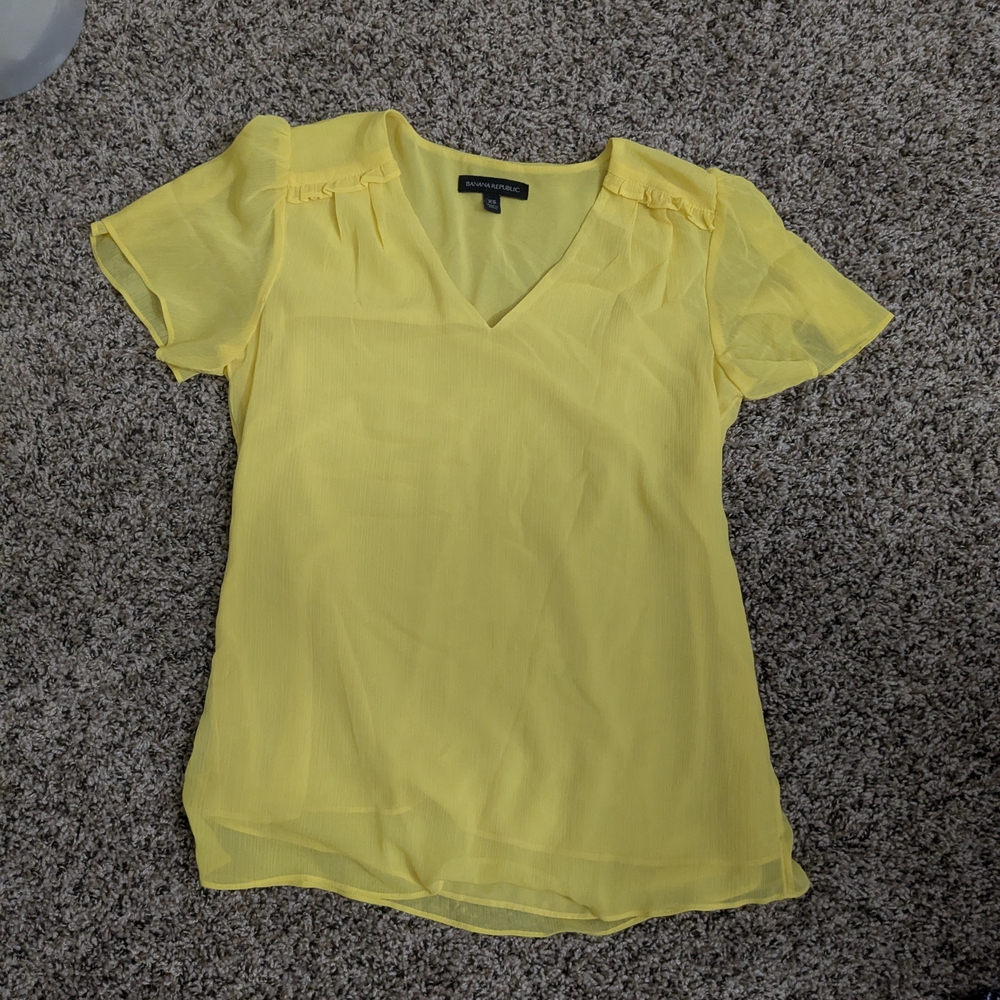 Banana Republic Bright Yellow V-Neck Blouse